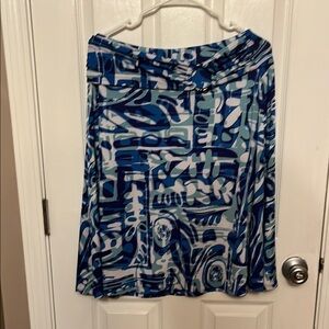 Blue Abstract Patterned Women's Skirt